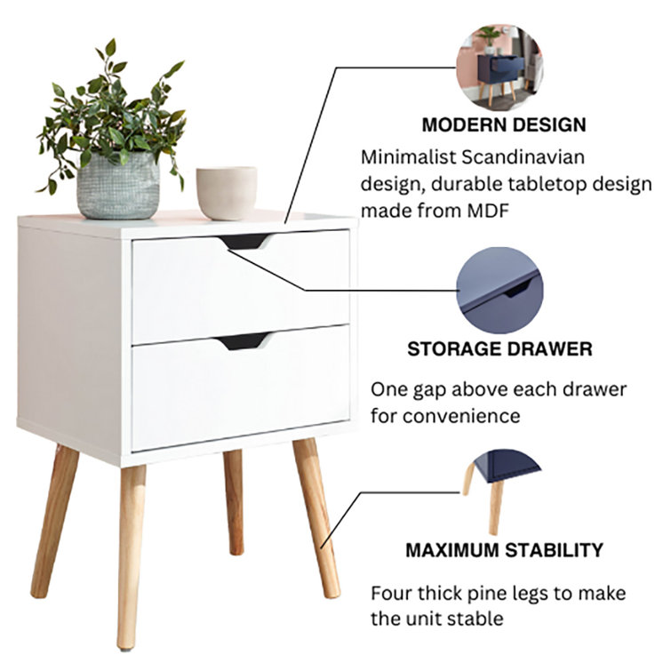 Lalani 2 Drawer Bedside Table